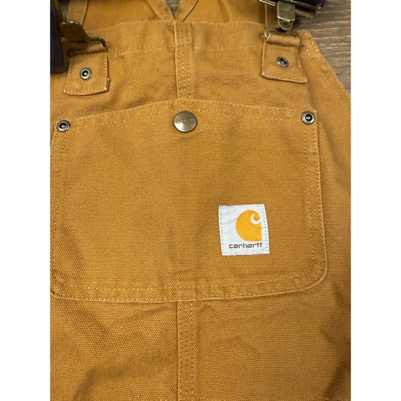 Carhartt Kids Tan Canvas Bib Overalls pants Size 12 Outdoor - Picture 7 of 13
